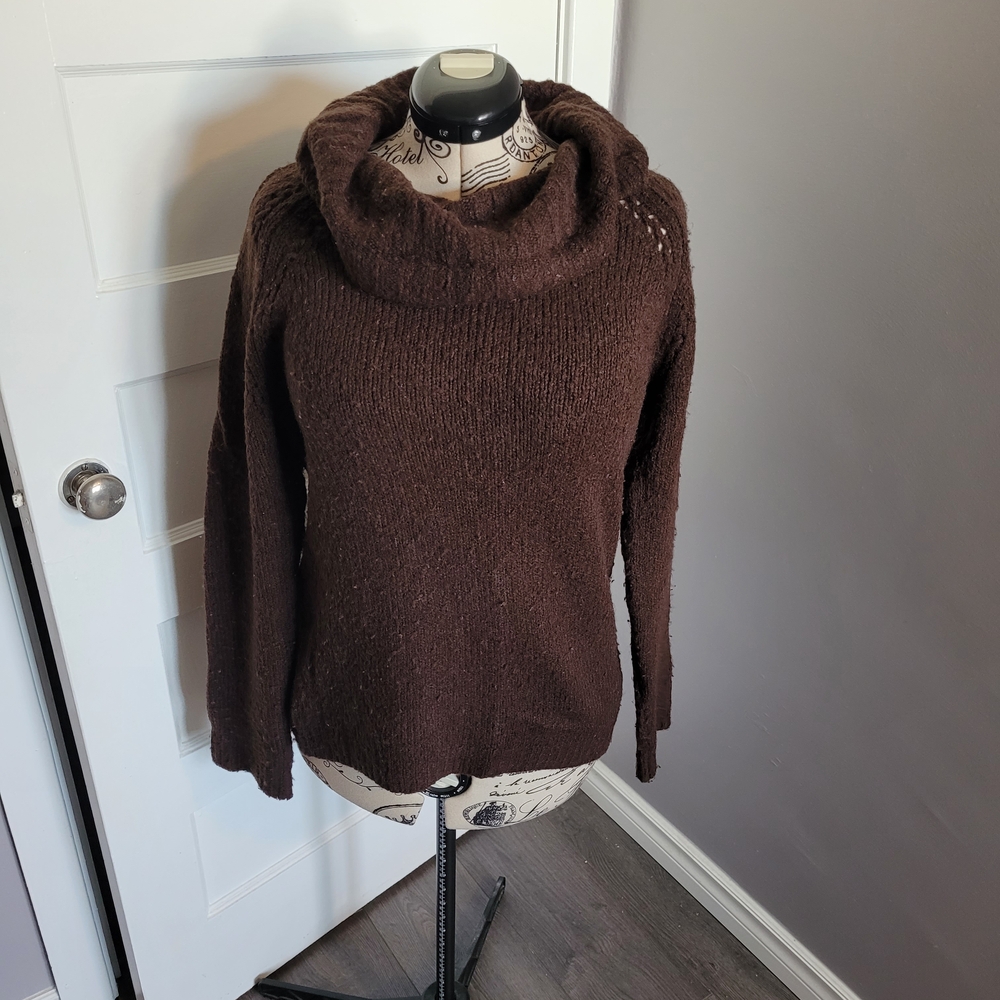 Elegant Chocolate Cowl Neck Sweater